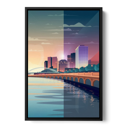 Little Rock Scenic Riverfront - Black Framed Canvas Wall Art - Front