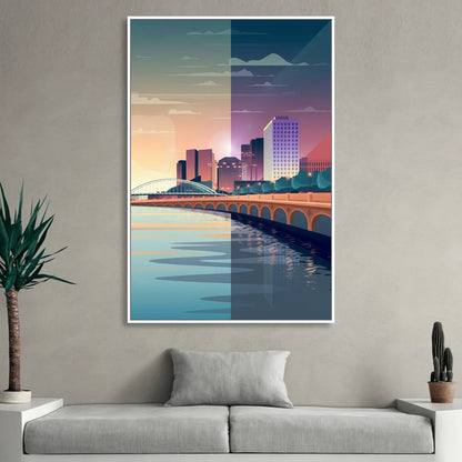 Little Rock Scenic Riverfront Sitting Room - White Canvas Wall Art