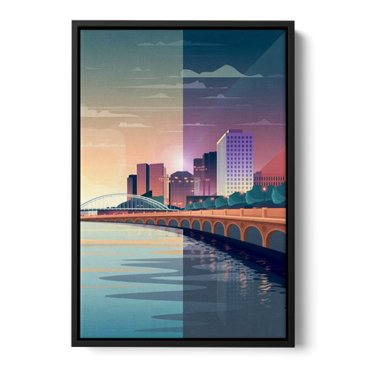 Little Rock Scenic Riverfront Front - Black Canvas Wall Art