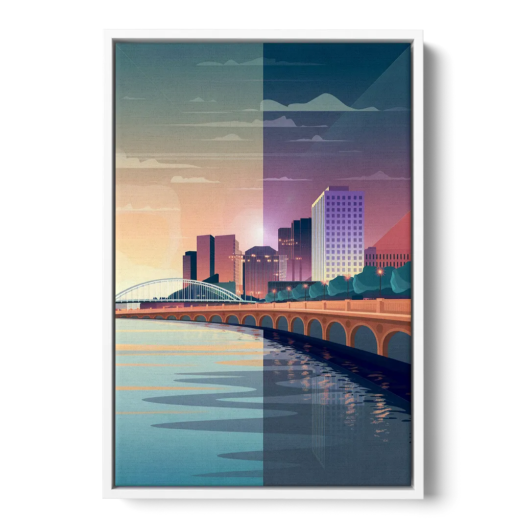Little Rock Scenic Riverfront Front - White Canvas Wall Art