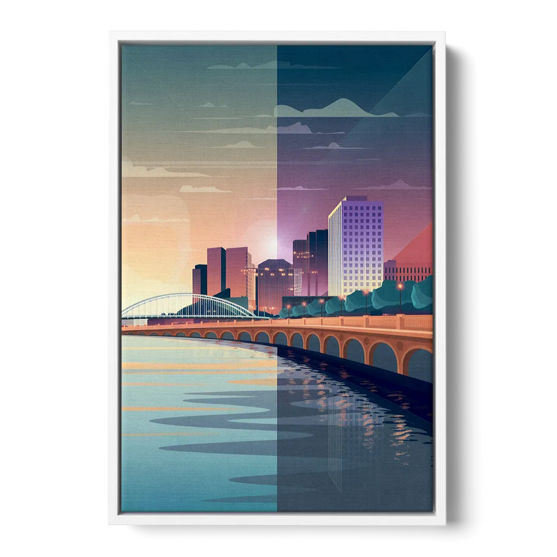 Little Rock Scenic Riverfront Front - White Canvas Wall Art