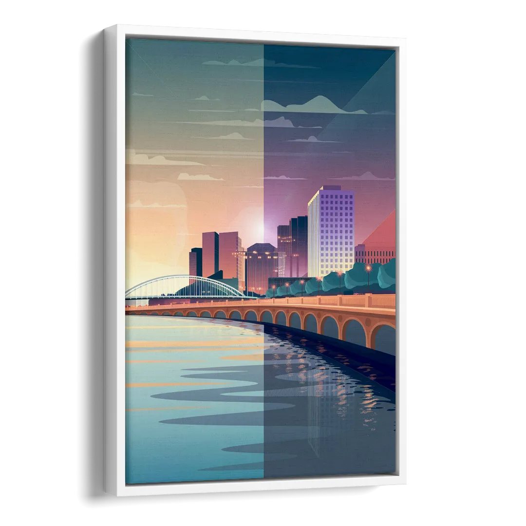 Little Rock Scenic Riverfront Side - White Canvas Wall Art