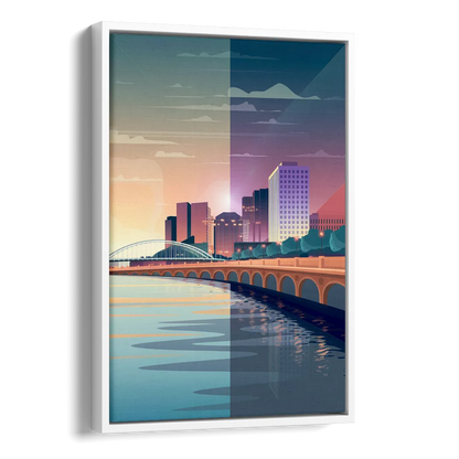 Little Rock Scenic Riverfront Side - White Canvas Wall Art
