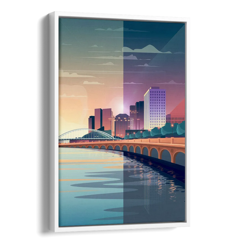 Little Rock Scenic Riverfront Side - White Canvas Wall Art