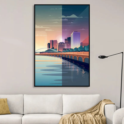 Little Rock Scenic Riverfront Sitting Room - Black Canvas Wall Art