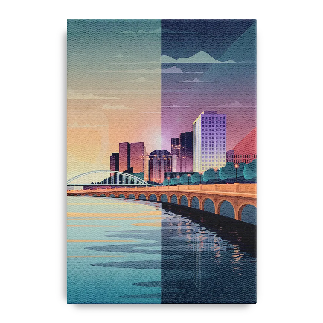 Little Rock Scenic Riverfront Front - Canvas Wall Art