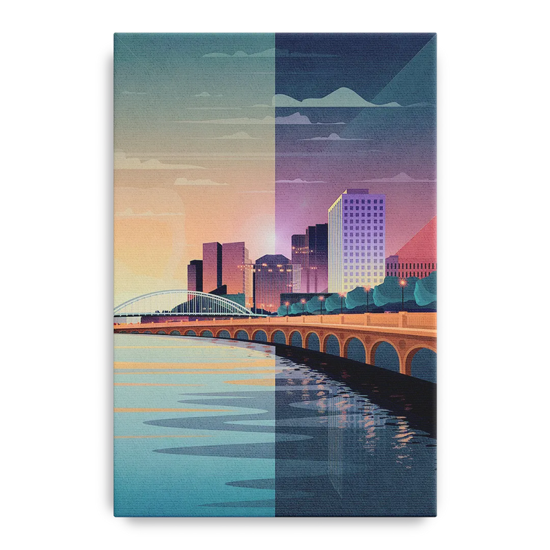 Little Rock Scenic Riverfront Front - Canvas Wall Art