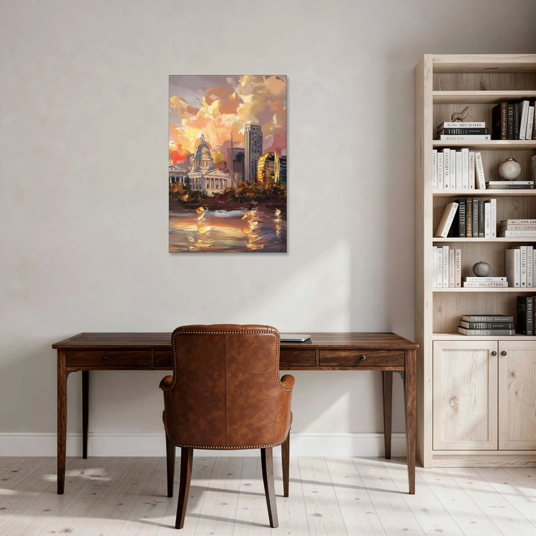 Little Rock Skyline at Sunset - Canvas Wall Art - Office - 24x36