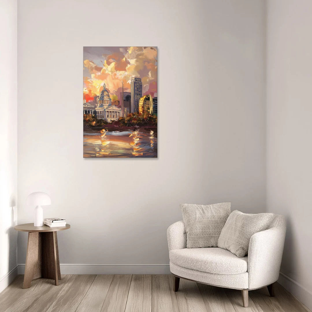 Little Rock Skyline at Sunset - Canvas Wall Art - Sofa - 24x36