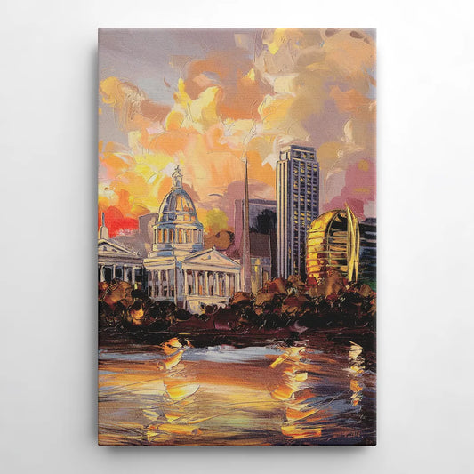Little Rock Skyline at Sunset - Canvas Wall Art
