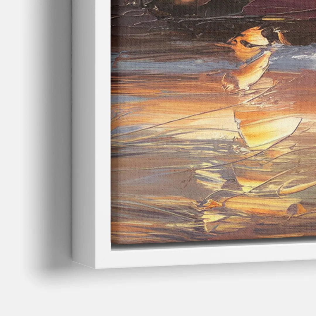 Little Rock Skyline at Sunset - Close-Up White Frame Canvas