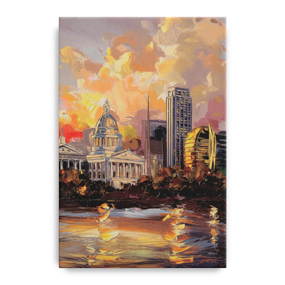 Little Rock Skyline at Sunset Front - Canvas Wall Art