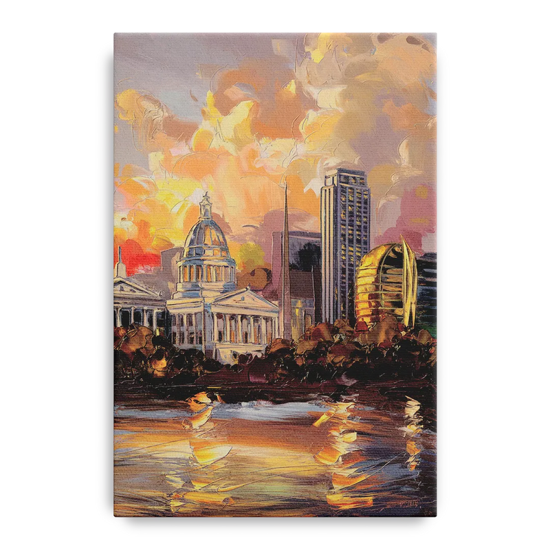 Little Rock Skyline at Sunset Front - Canvas Wall Art