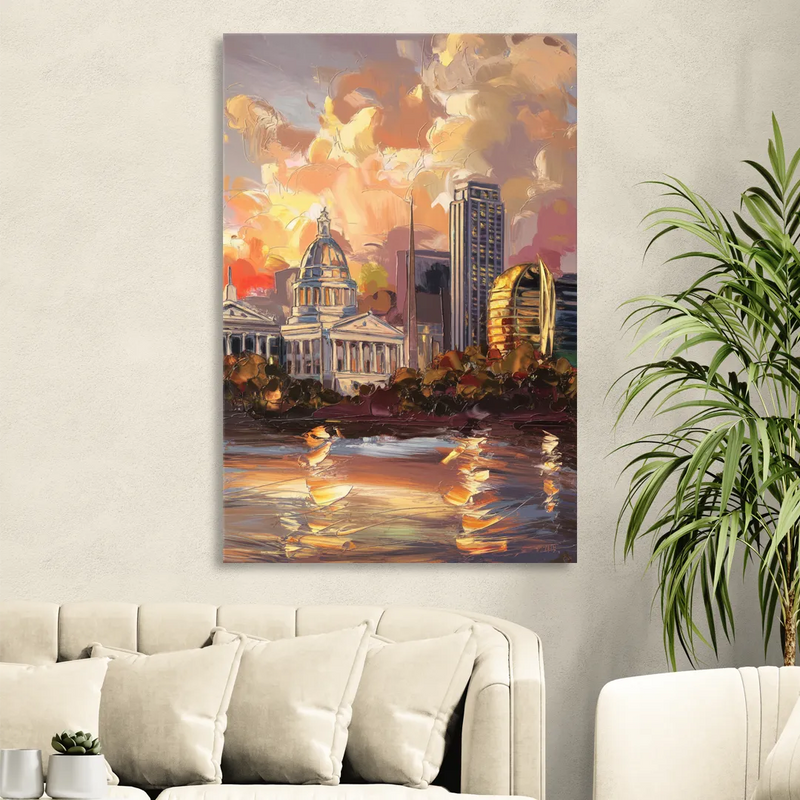 Little Rock Skyline at Sunset Sitting Room - Canvas Wall Art
