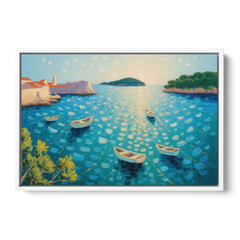Lokrum Island Escape - White Framed Canvas Wall Art - Front