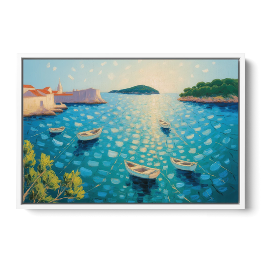 Lokrum Island Escape - White Framed Canvas Wall Art - Front