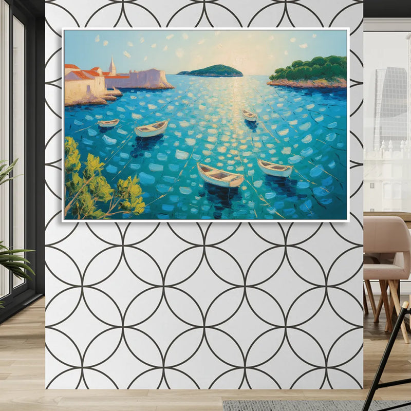 Lokrum Island Escape Living Room - White Canvas Wall Art