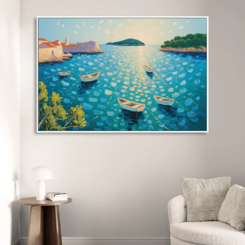 Lokrum Island Escape Sitting Room - White Canvas Wall Art