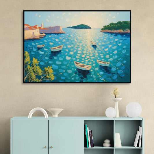 Lokrum Island Escape Living Room - Black Canvas Wall Art