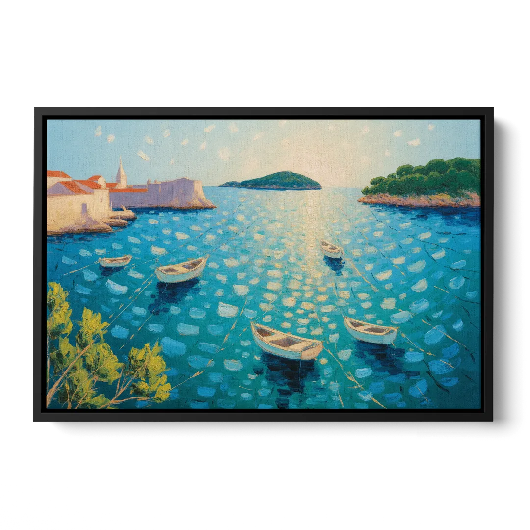 Lokrum Island Escape Front - Black Canvas Wall Art