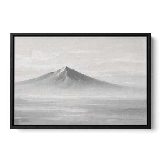 Lone Mountain Peak Above a Sea of Mist - Black Framed Canvas Wall Art - Front