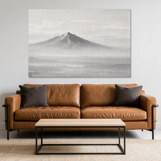 Lone Mountain Peak Above a Sea of Mist - Canvas Wall Art - Sofa - 60x40