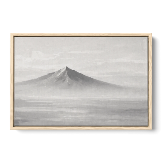 Lone Mountain Peak Above a Sea of Mist - Oak Framed Canvas Wall Art - Front