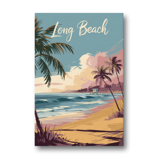Long Beach California Coastal Scene - Canvas Wall Art - Front
