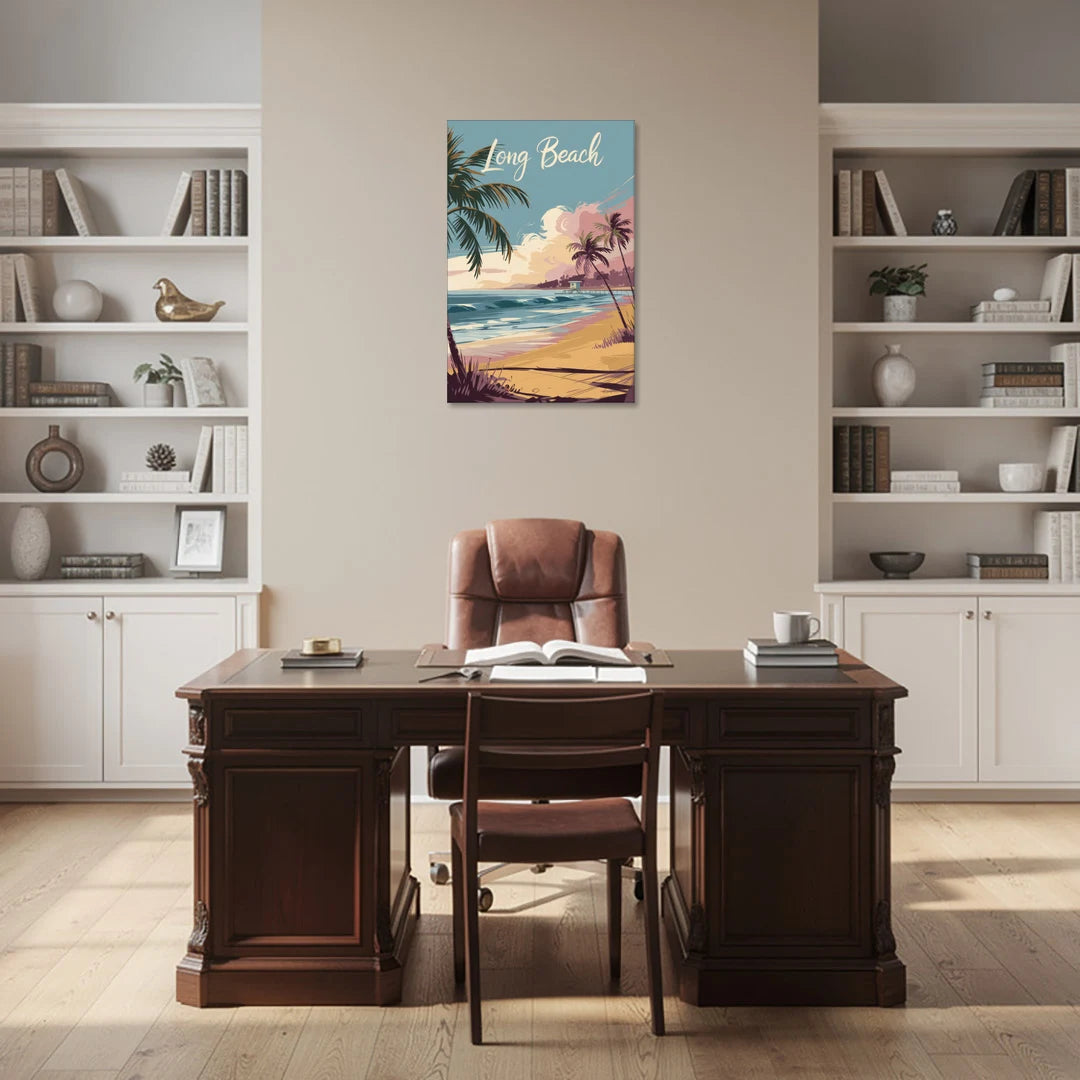 Long Beach California Coastal Scene - Canvas Wall Art - Office - 24x36