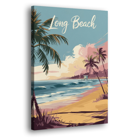 Long Beach California Coastal Scene - Canvas Wall Art - Side