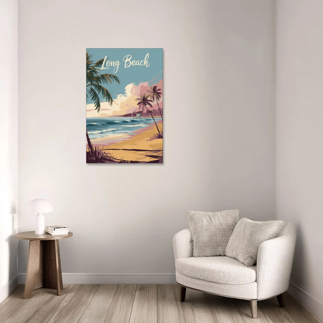 Long Beach California Coastal Scene - Canvas Wall Art - Sofa - 24x36