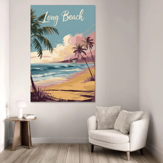 Long Beach California Coastal Scene - Canvas Wall Art - Sofa - 40x60