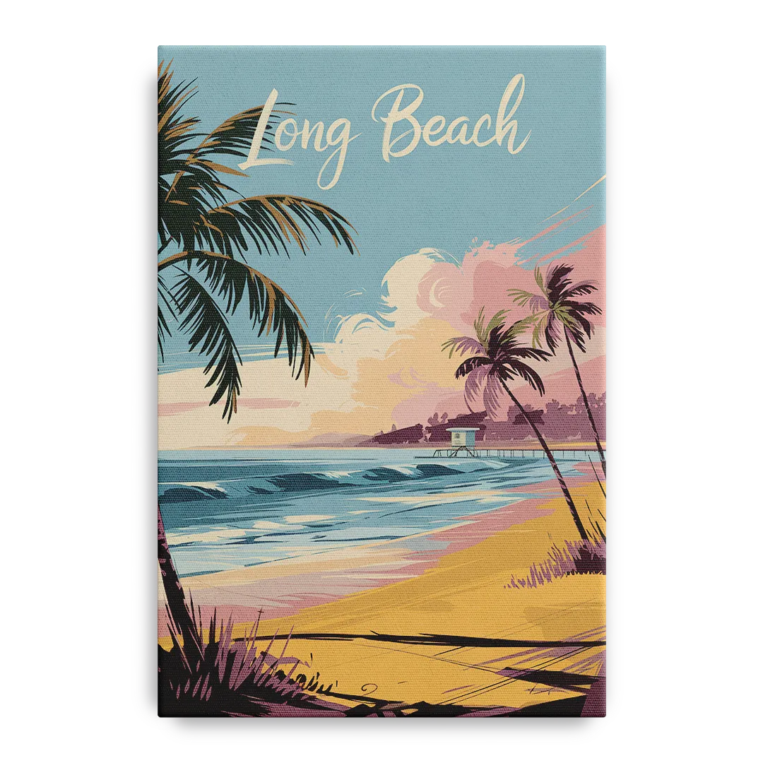 Long Beach California Coastal Scene Front - Canvas Wall Art