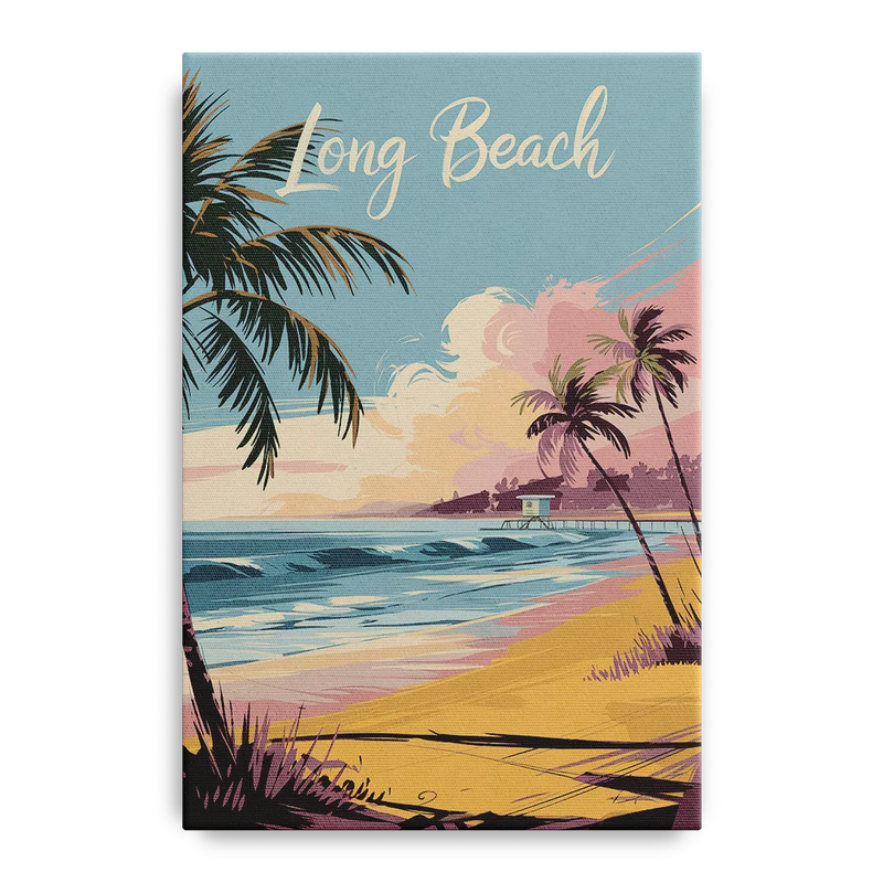 Long Beach California Coastal Scene Front - Canvas Wall Art