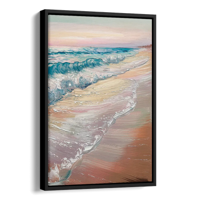 Long Beach California Ocean Waves Side - Black Canvas Wall Art