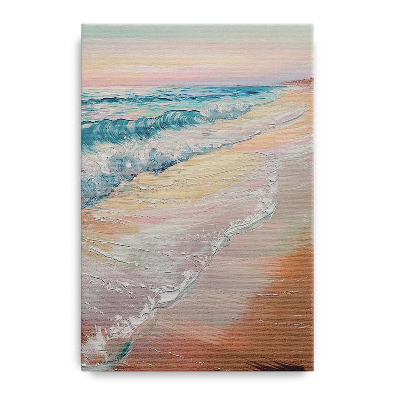 Long Beach California Ocean Waves Front - Canvas Wall Art