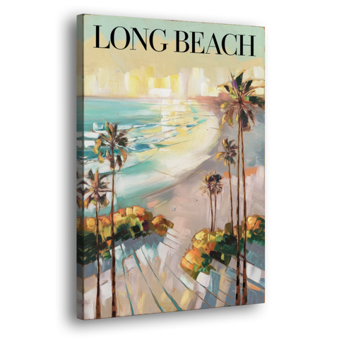 Long Beach California Palm Trees - Canvas Wall Art - Side