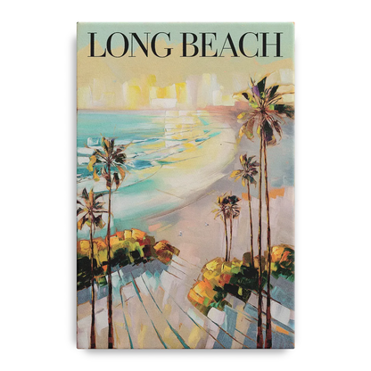 Long Beach California Palm Trees Front - Canvas Wall Art