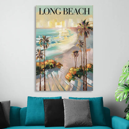 Long Beach California Palm Trees Living Room - Canvas Wall Art