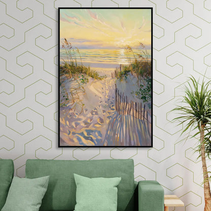 Long Beach Island Sunrise Glow Sitting Room - Black Canvas Wall Art