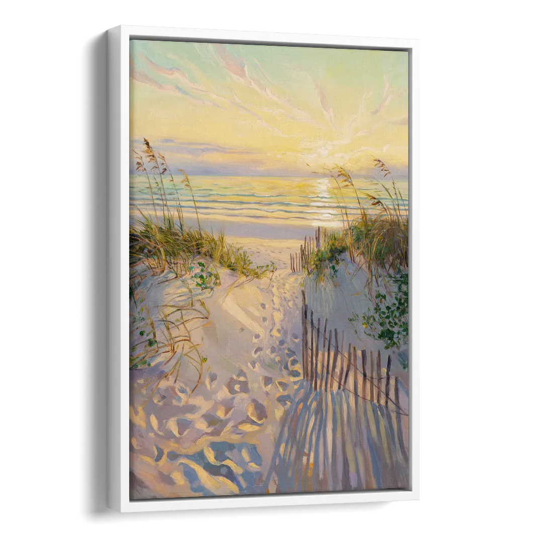 Long Beach Island Sunrise Glow Side - White Canvas Wall Art