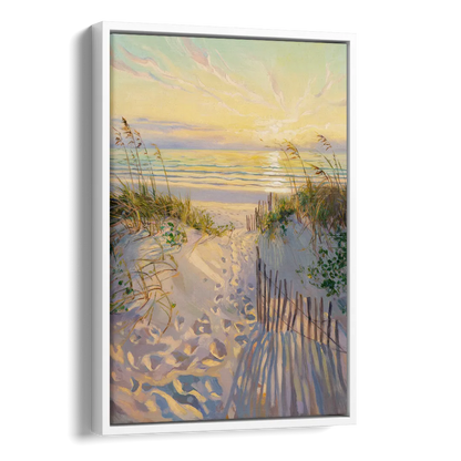 Long Beach Island Sunrise Glow Side - White Canvas Wall Art