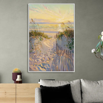 Long Beach Island Sunrise Glow Sitting Room - White Canvas Wall Art