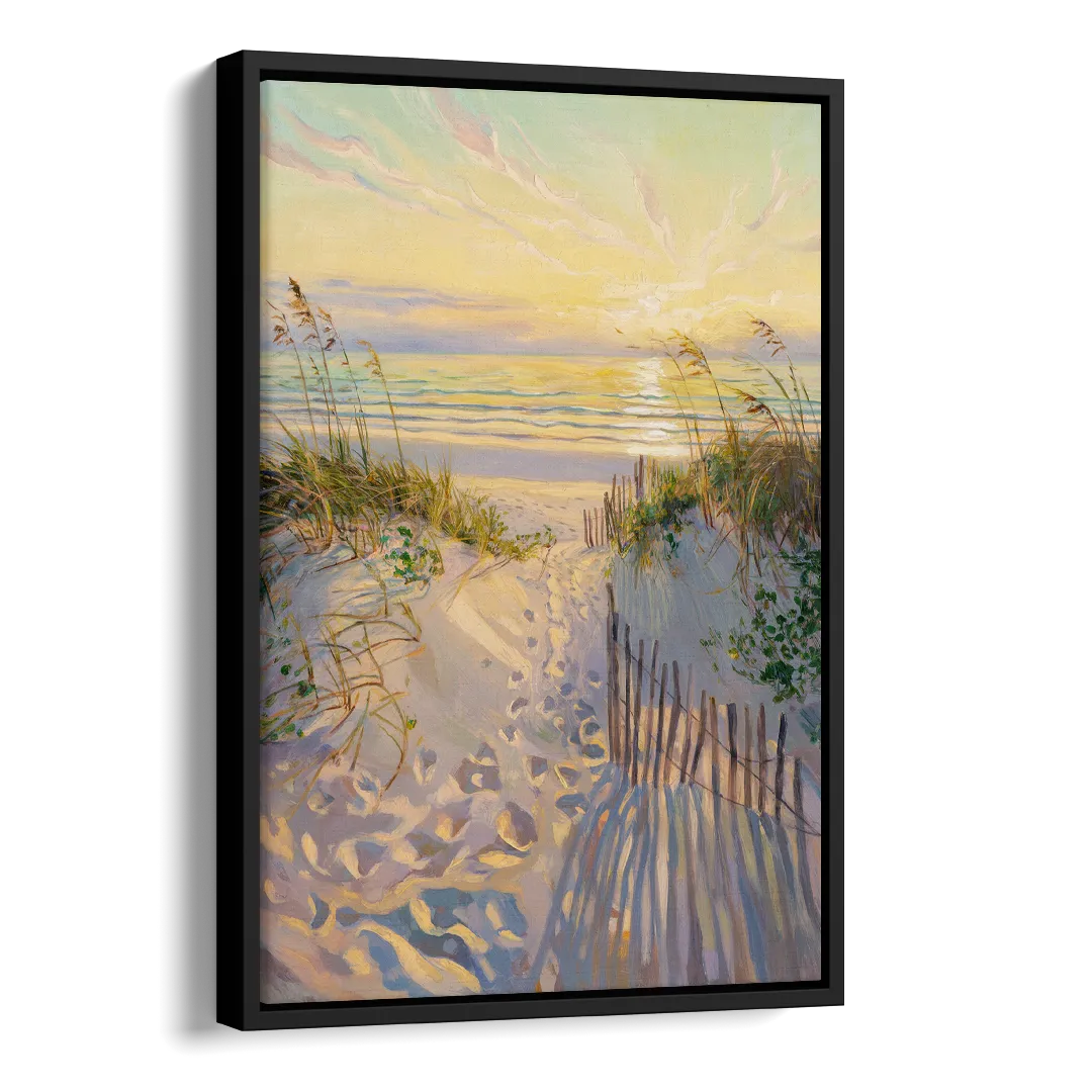 Long Beach Island Sunrise Glow Side - Black Canvas Wall Art