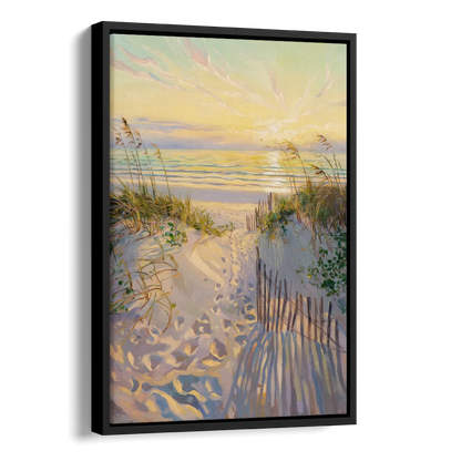 Long Beach Island Sunrise Glow Side - Black Canvas Wall Art