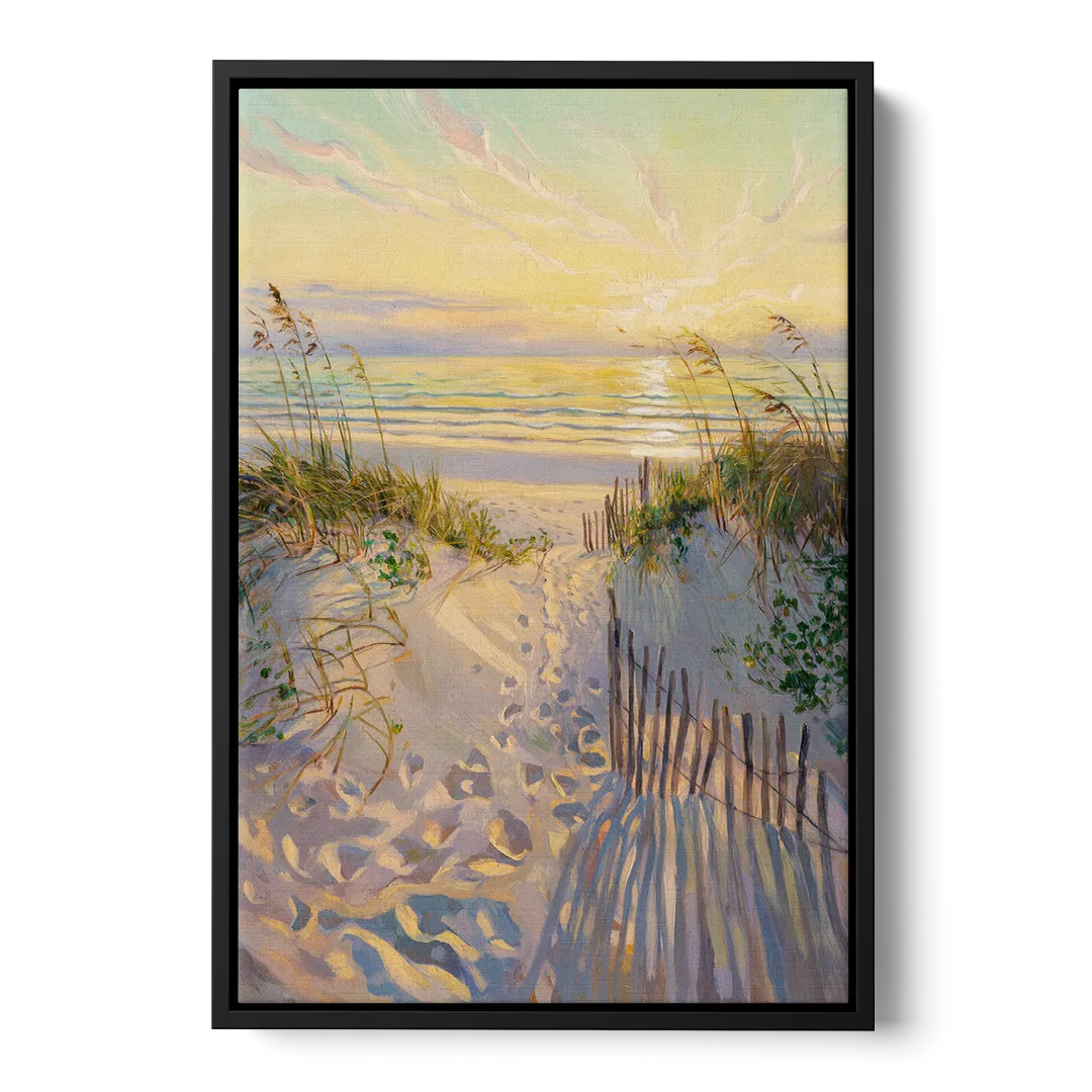 Long Beach Island Sunrise Glow Front - Black Canvas Wall Art