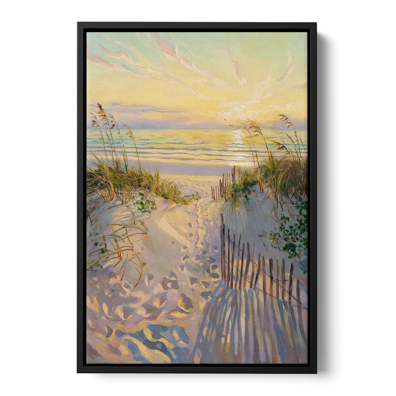 Long Beach Island Sunrise Glow Front - Black Canvas Wall Art