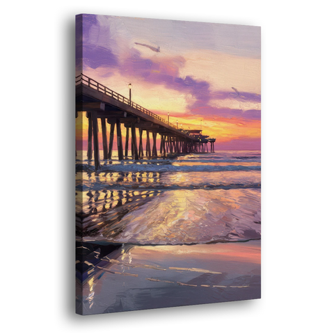 Long Beach Pier at Sunset - Canvas Wall Art - Side