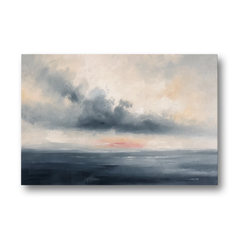 Long Horizontal Cloud Bank Over a Calm Sea - Canvas Wall Art - Front