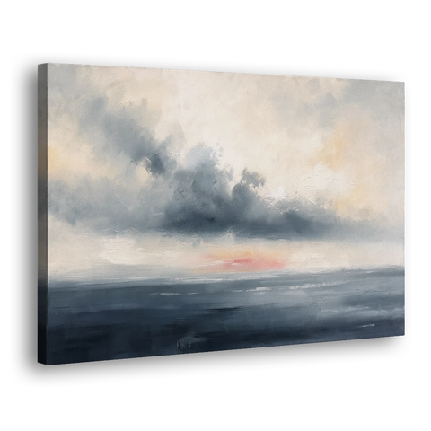 Long Horizontal Cloud Bank Over a Calm Sea - Canvas Wall Art